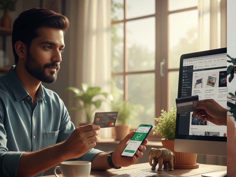 A person making a secure mobile payment with a credit card